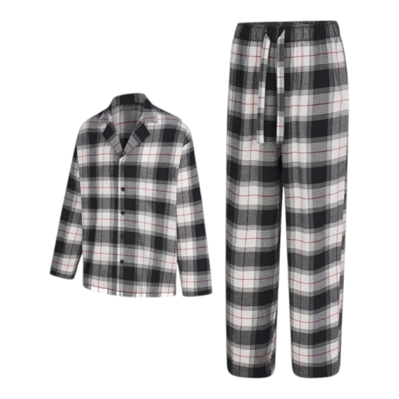 Savage X Fenty Men's Flannel Feels Sleep 2-Piece Set - Dove White Plaid SZ XXXL - Picture 3 of 11